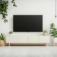 Smart TV mockup ,black display, with white background