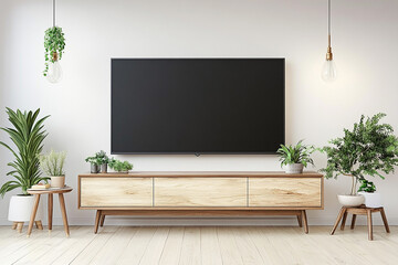 Smart TV mockup ,black display, with white background
