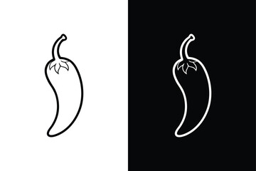 Spicy Chili Pepper line Icon. Isolated Glyph Illustration for Black & White Use