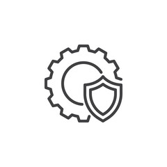 Gear with Shield line icon