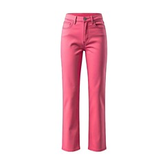 Pink high waisted straight leg jeans for women, trendy fashion item