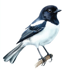 cute Magpie watercolor clipart illustration isolated