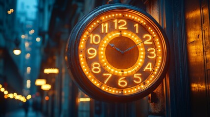 Vintage Digital Clock on Metal Pole