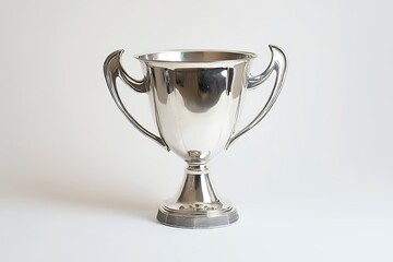 Silver trophy cup isolated on white background.