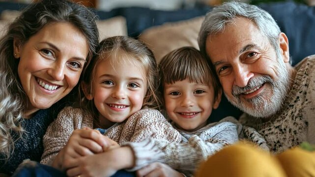 A blended family portrait capturing the love and unity between all members, creating a harmonious home environment.