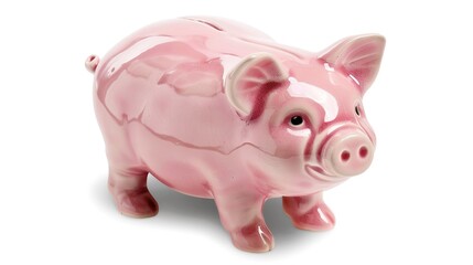 Piggy Bank on White Background - a charming and savings-inspired visual. The piggy bank on the white background creates a simple yet inviting look. It gives the impression of saving money, making it a