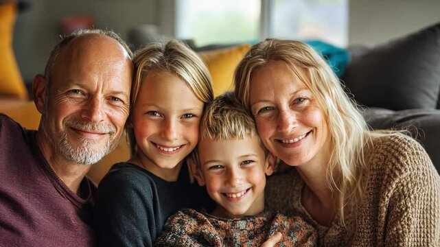 A blended family portrait capturing the love and unity between all members, creating a harmonious home environment.
