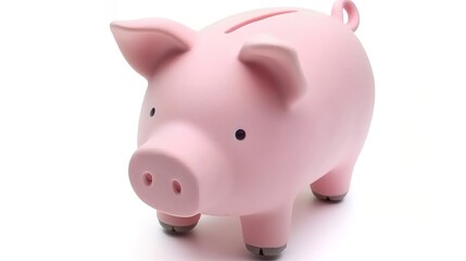 Piggy Bank on White Background - a charming and savings-inspired visual. The piggy bank on the white background creates a simple yet inviting look. It gives the impression of saving money, making it a