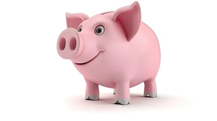 Piggy Bank on White Background - a charming and savings-inspired visual. The piggy bank on the white background creates a simple yet inviting look. It gives the impression of saving money, making it a