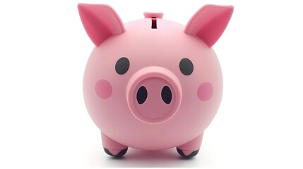 Fototapeta premium Piggy Bank on White Background - a charming and savings-inspired visual. The piggy bank on the white background creates a simple yet inviting look. It gives the impression of saving money, making it a