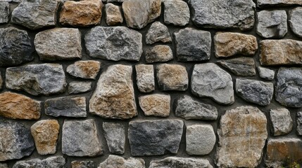A textured stone wall composed of various sizes and colors of stones.