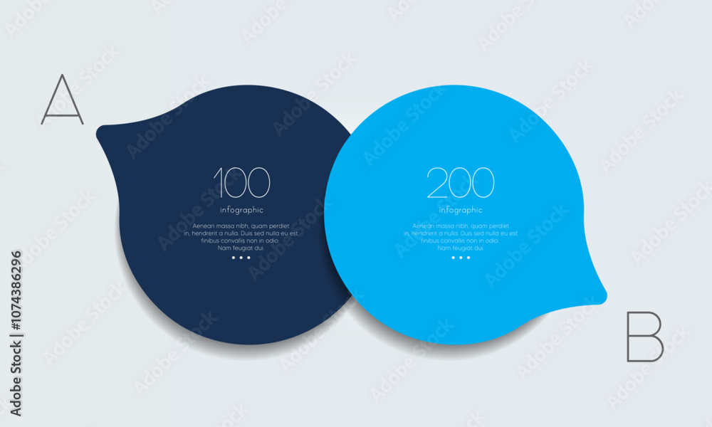 Poster 2 elements scheme, diagram. two connected circles. infographic template.