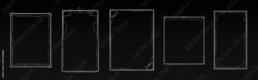 Aufkleber minimalist delicate thin white outline frames on dark backdrop. elegant rectangular shapes with subt