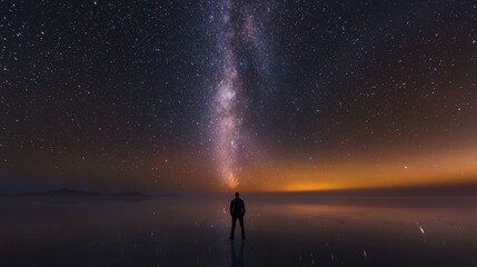 Silhouette under Milky Way