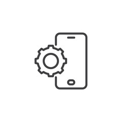 Gear and Mobile Phone line icon