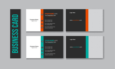 Creative and clean professional business card design with orange and black color