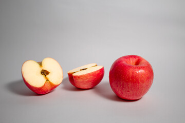 Red apples on isolated white background