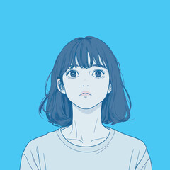 Anime Girl with Blue Background