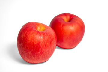 Red apples on isolated white background