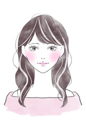 パーソナルカラーSummer夏イメージ女性の水彩風イラスト