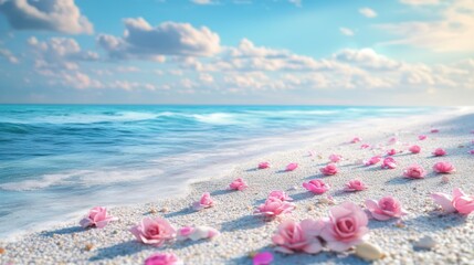 Crescent Bay's Enchantment: A Dreamy Seascape of Pink Sands and Azure Waters