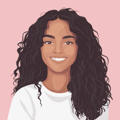 Smiling Woman with Curly Hair