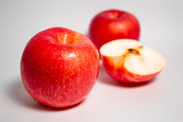 Red apples on isolated white background