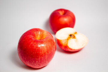 Red apples on isolated white background