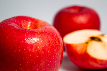 Red apples on isolated white background