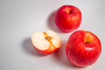 Red apples on isolated white background