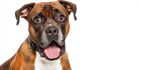 Obraz premium Surprised dog isolated on white copy space background