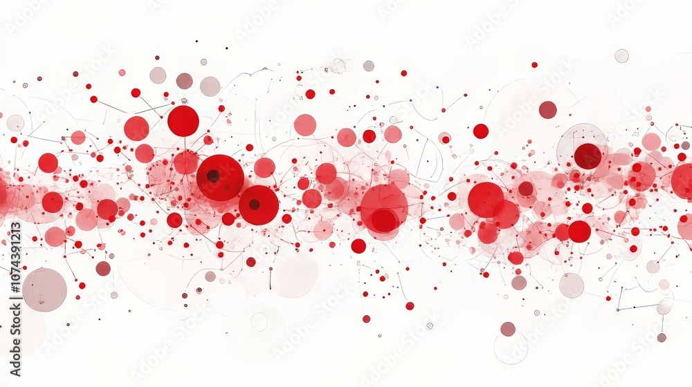 Poster abstract red dots and lines design on white background