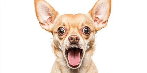 Obraz premium Surprised dog isolated on white copy space background