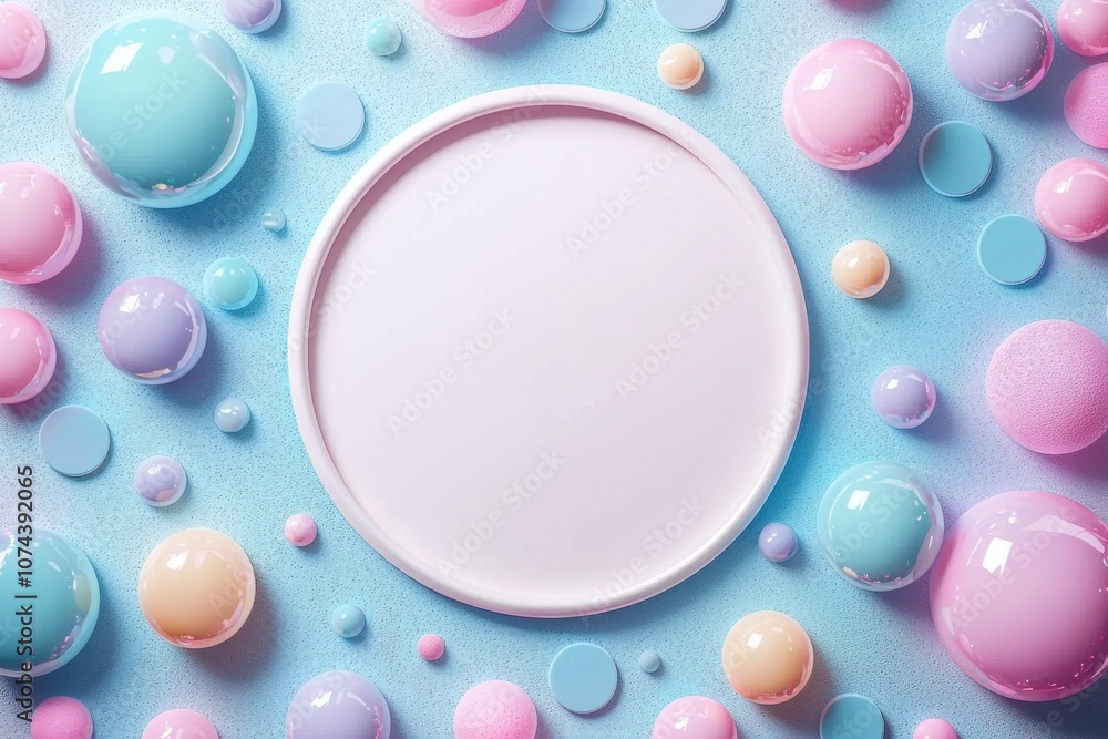 Poster vibrant bubble frame background with colorful abstract design