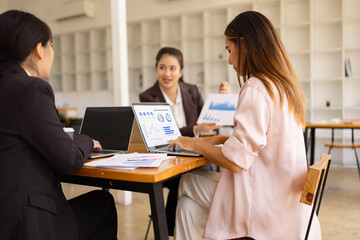 Technology and financial advisory services concept. Businesswoman teamwork and working on digital...