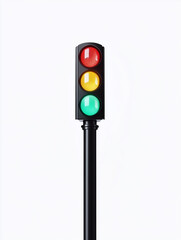 Realistic traffic light with red, yellow, green color light isolated on a white background
