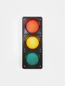 Realistic traffic light with red, yellow, green color light isolated on a white background