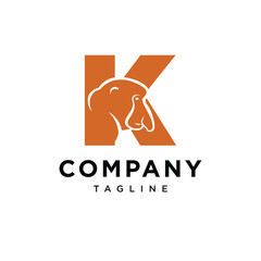 Letter K Proboscis Monkey logo icon vector