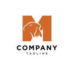 Letter M Proboscis Monkey logo icon vector