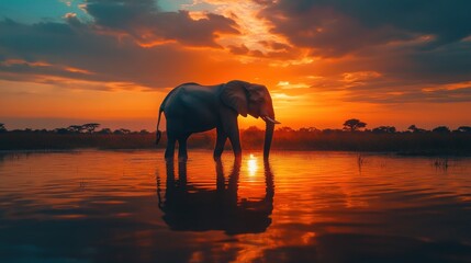 Elephant Silhouette at Sunset
