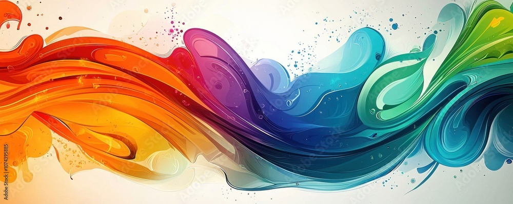Aufkleber abstract colorful background with vibrant flowing lines and splash effects