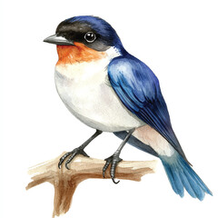 cute Swallow watercolor clipart illustration isolated