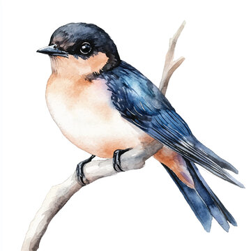 recommend clip art: cute Swallow watercolor clipart illustration isolated
