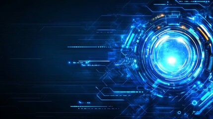 Obraz premium Futuristic blue circular design on abstract background, ideal for technology, innovation, and scifi projects