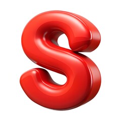 Fototapeta premium Red letter S balloon 3D render icon isolated on white background