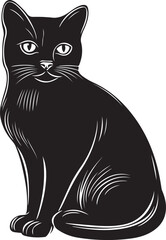 Cat Silhouette, Vector Black Color Silhouette