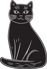 Obraz premium Cat Silhouette, Vector Black Color Silhouette
