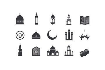 mosque silhouette set vector Ramadhan kareem