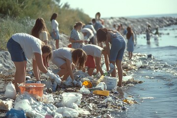 Community gathering for environmental cleanup