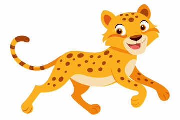 Smiling cartoon cheetah in a running pose.